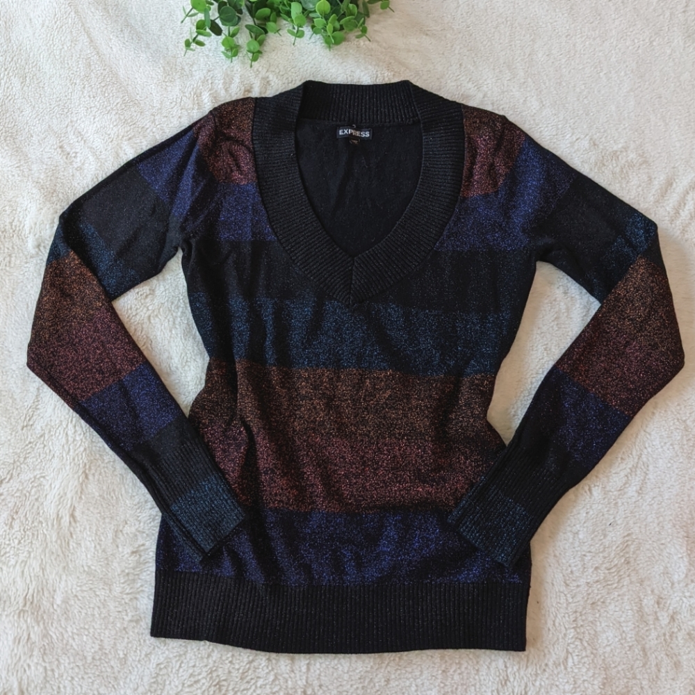 🌷3/15🌷 Express Sparkly Striped Sweater Size S